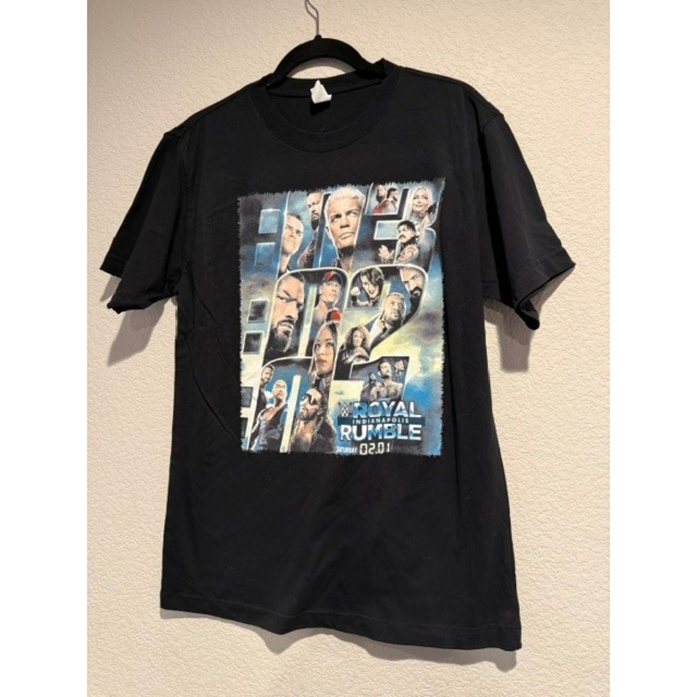 WWE Royal Rumble 2025 Indianapolis T-Shirt Cody Rhodes vs Kevin Owens Black Mens